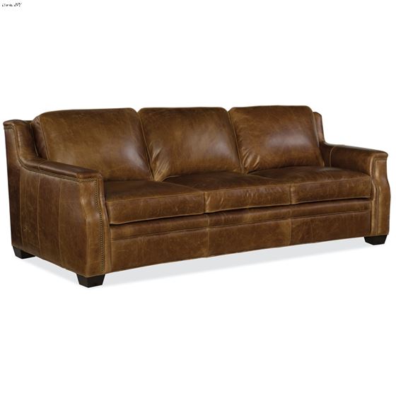 Yates Stationary Sofa in Natchez Brown Leather SS519-03-087 By Hooker Furniture