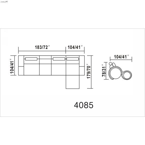 4085 Modern Bonded Leather Sectional- 3