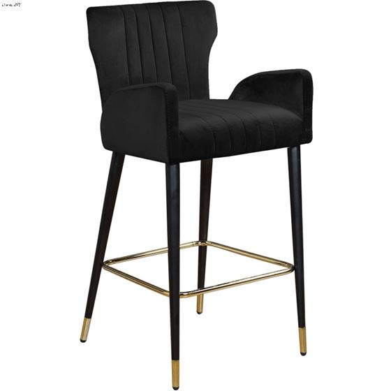 Luxe Black Velvet Bar/Counter Stool - 3