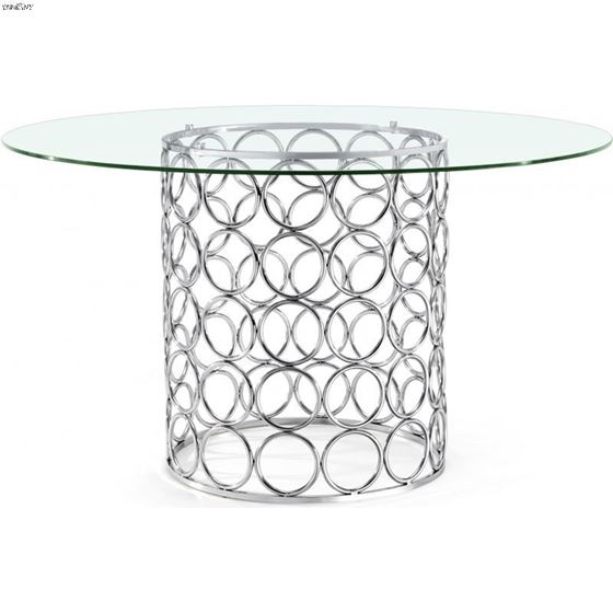 Opal Chrome Stainless Steel and Round Glass Dining Table