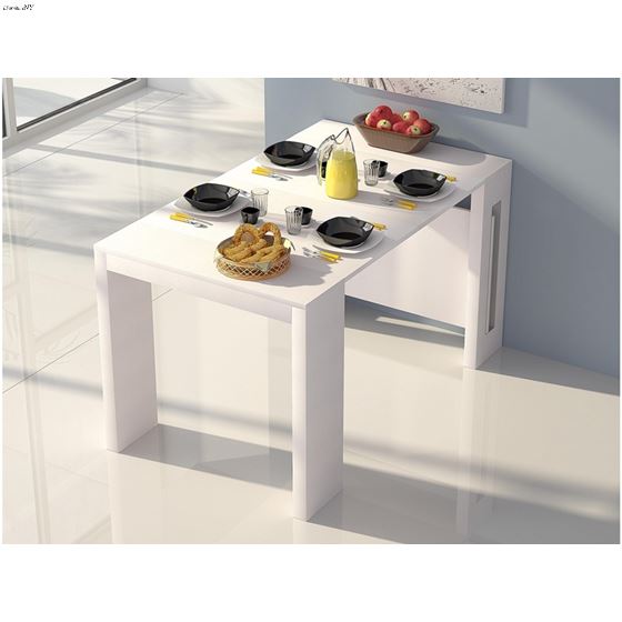 Erika Extendable White Console/Dining Table - 3