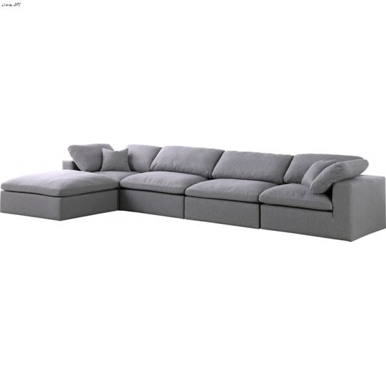 Serene 5pc A Grey Linen Deluxe Cloud Modular Reversible Sectional By Meridian Furniture