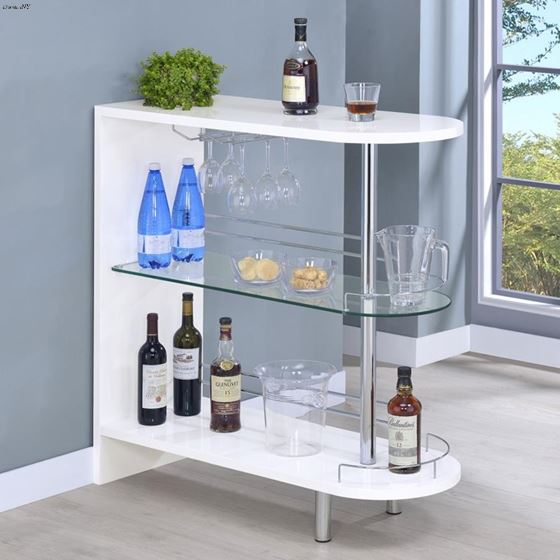 Coaster Adolfo White Gloss Home Bar Table 101064