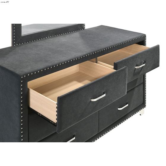 Melody 5 Drawer Pacific Grey Upholstered Chest 2-3