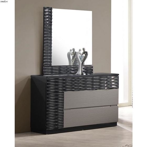 Roma Modern Black And Grey 5 Drawer, Modern Black Dresser With Mirror