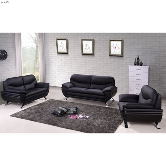Jonus Modern Black Leather Chair set