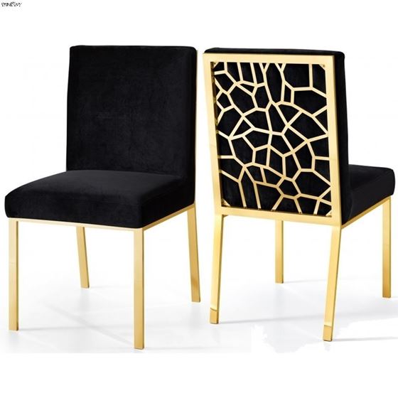 Opal Black Upholstered Velvet Dining Chair - Gold