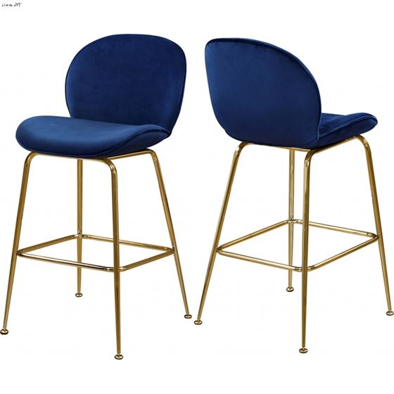 Paris Navy Velvet Upholstered Bar/Counter Stool - 