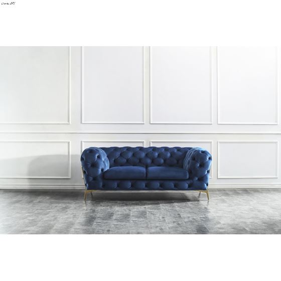 Chester Blue Tufted Loveseat Front