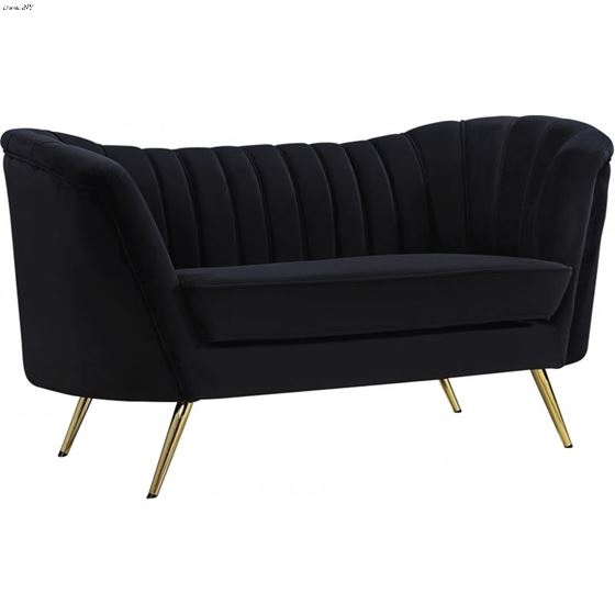 Margo Black Velvet Love Seat Margo_Loveseat_Black by Meridian Furniture