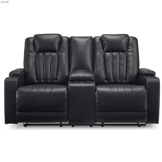 Center Point Black Leatherette Reclining Lovese-3