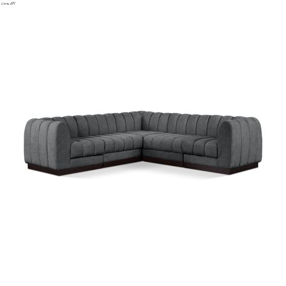 Quinn 101 inch 5pc Grey Chenille Fabric Sectional By Meridian Furniture