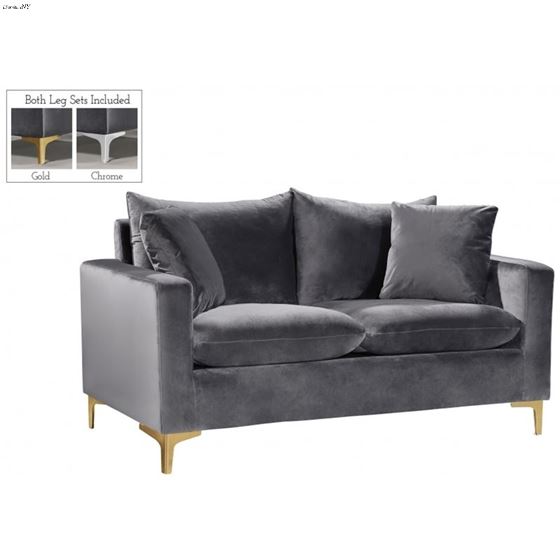 Naomi Grey Velvet Love Seat Naomi_Loveseat_Grey by Meridian Furniture