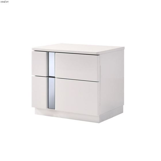 Palermo White Lacquer 2 Drawer Nightstand by JM Furniture