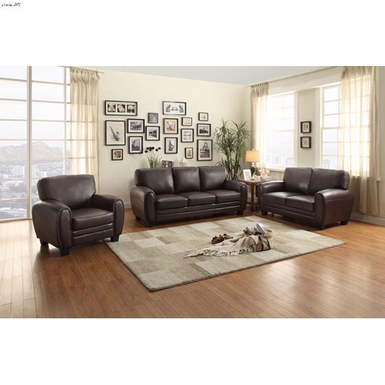 Rubin Brown Bonded Leather Love Seat 9734DB-2 by Homelegance in set