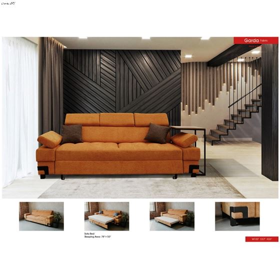 Garda Orange Full Size Pop Up Sofa Bed by ESF 2