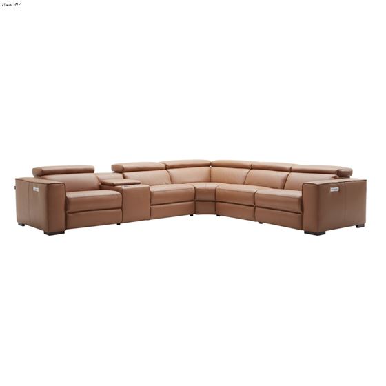 Picasso 6pc Caramel Leather Power Reclining Sectional