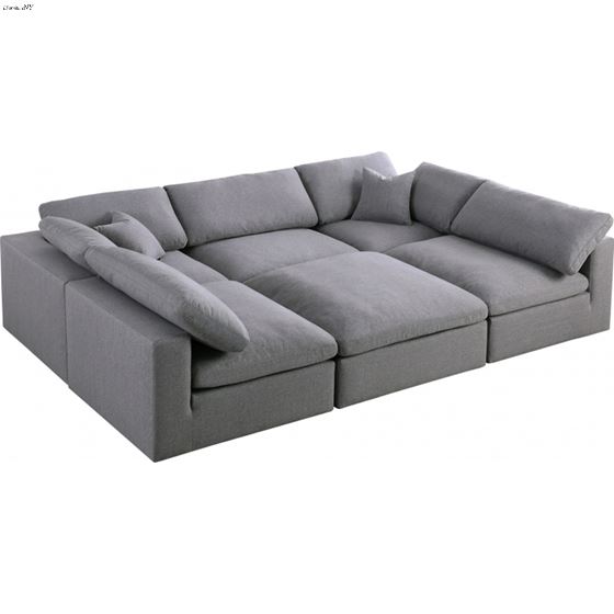 Serene 6pc C Grey Linen Deluxe Cloud Modular Sectional By Meridian Furniture