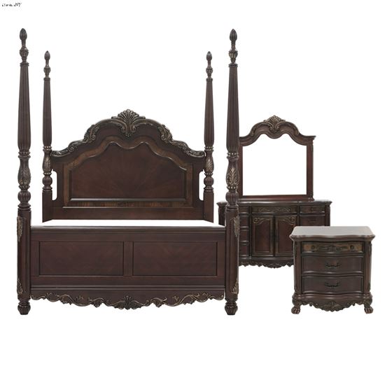 Deryn Park Cherry King Poster Bed 4pc Bedroom Set 2243-1*4