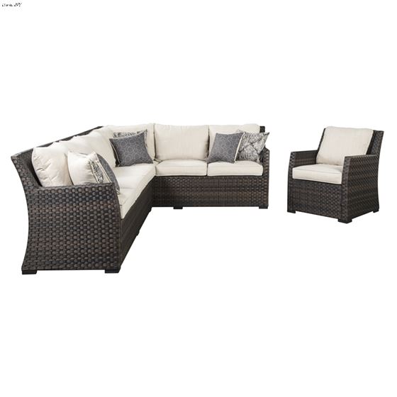 Easy Isle 3 Piece Sectional and Chair Set P455-8-3