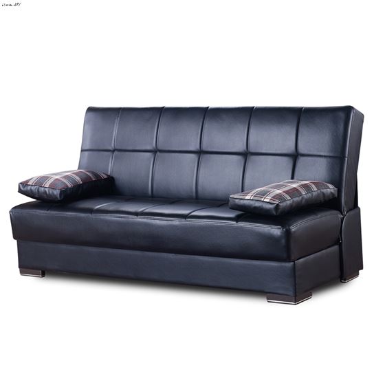 Soho Black Leatherette Convertible Sofa Bed with Storage By Ottomanson