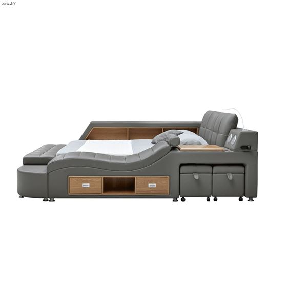 Modern Tesla Grey Upholstered Storage Bed Side