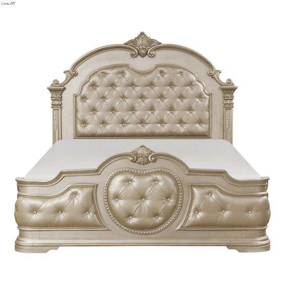 Antoinetta King Champagne Tufted Panel Bed 1919KNC-1EK By Homelegance