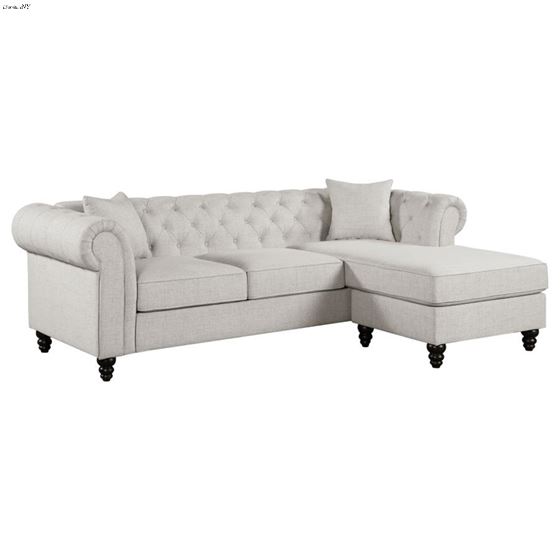 Cecilia Oatmeal Fabric Chestefield Tufted Sectional 509457 by coaster