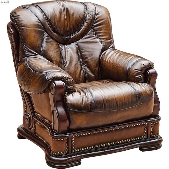 Oakman Classic Brown Leather Chair By ESF Furniture