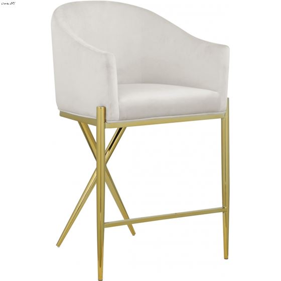 Xavier Cream Velvet and Gold Counter Stool By Meridian Furniture