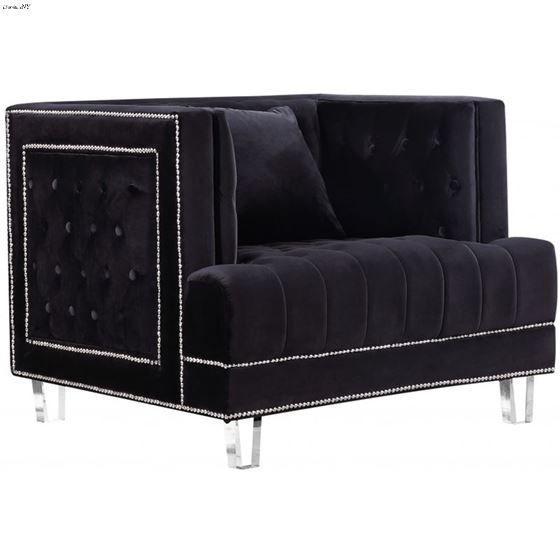 Lucas Black Velvet Tufted Chair Lucas_Chair_Black by Meridian Furniture 2