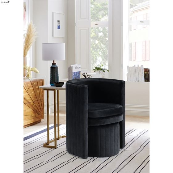 Selena Black Velvet Upholstered Accent Chair - 3
