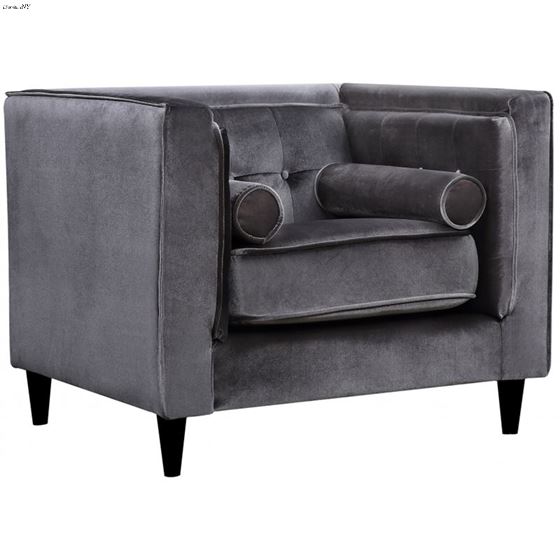 Taylor Grey Velvet Tufted Chair Taylor_Chair_Grey by Meridian Furniture