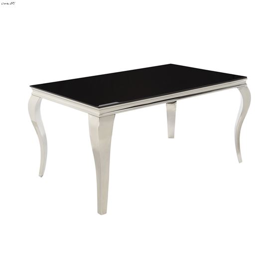 Black Glass Dining Table 105071 By Coaster, Chrome Dining Room Table Base