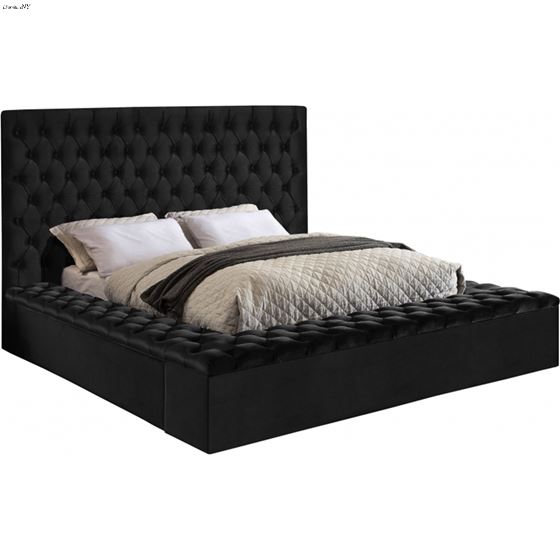 Bliss Black Velvet Upholstered Tufted Platform Bed