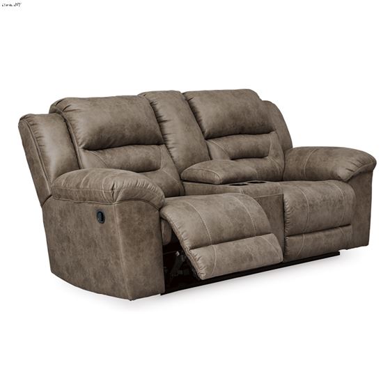 Stoneland Fossil Reclining Loveseat with Console 39905 By Ashley Signature Design