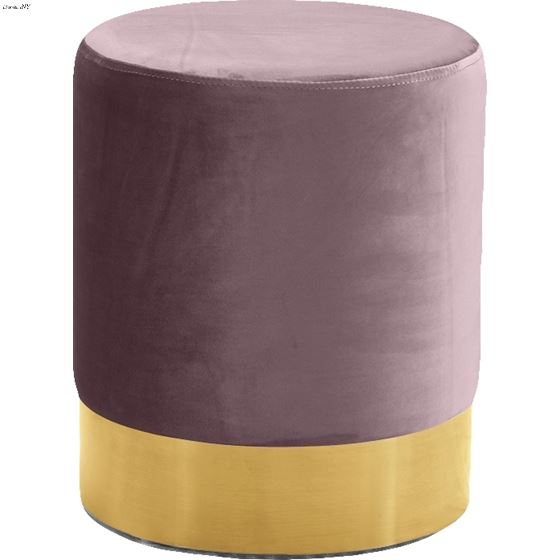 Joy Pink Velvet Upholstered Ottoman/Stool - Gold B