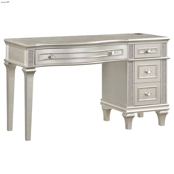Evangeline Silver and Ivory 4 Drawer Vanity Table 223397 By Coaster