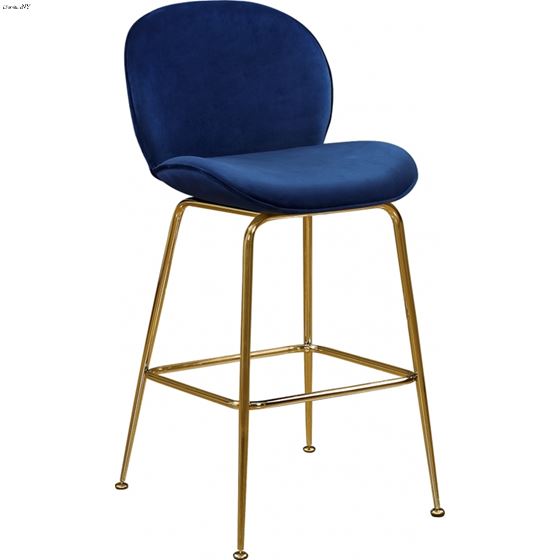 Paris Navy Velvet Bar/Counter Stool - Gold - 3