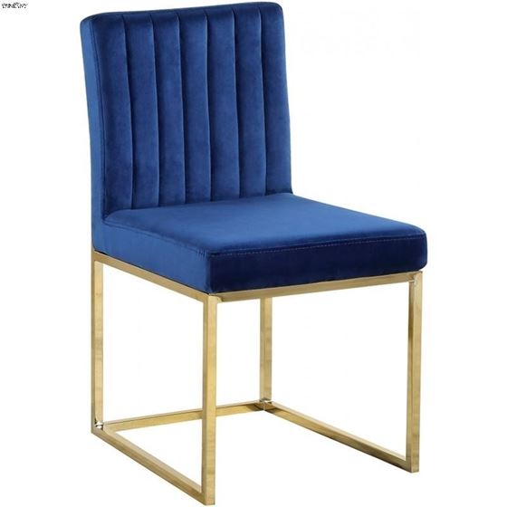 Giselle Navy Upholstered Velvet Dining Chair - G-3