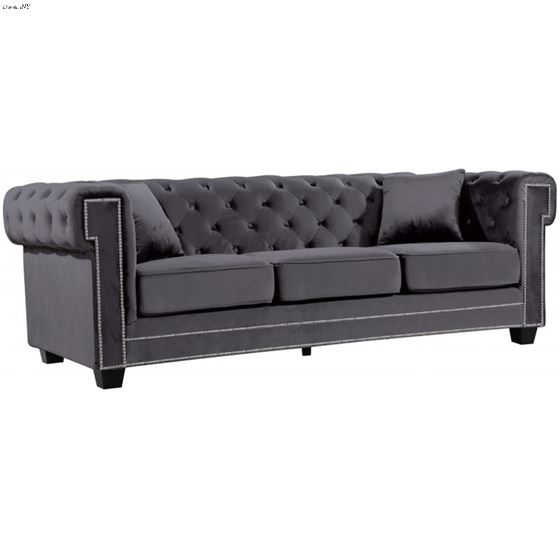 Bowery Grey Velvet Tufted Sofa Bowery_Sofa_Grey by Meridian Furniture
