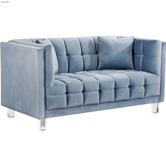Mariel Sky Blue Velvet Tufted Love Seat Mariel_Loveseat_Sky Blue by Meridian Furniture
