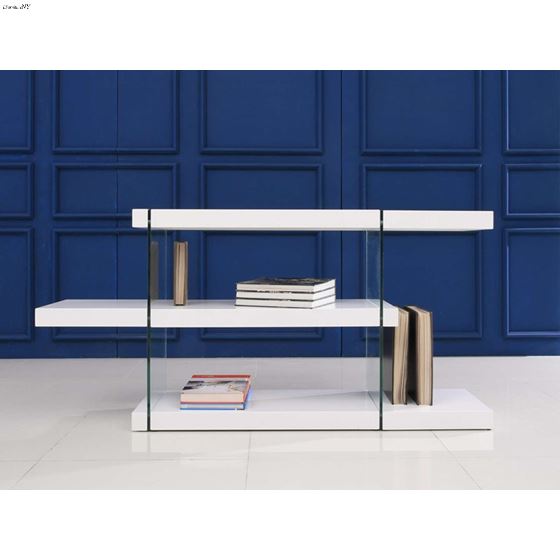 IL Vetro High Gloss White Lacquer Bookcase by Casa