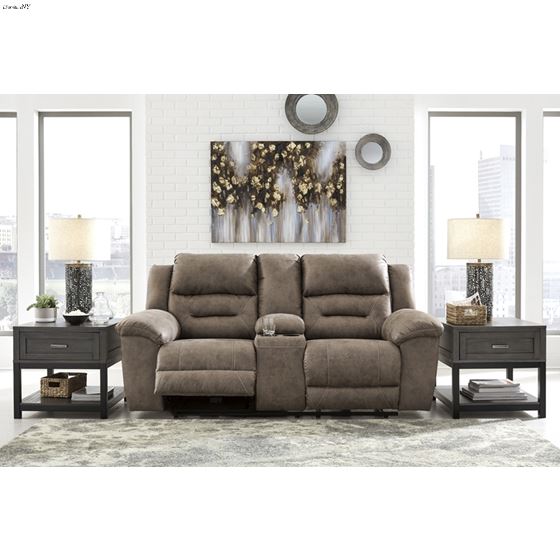 Stoneland Fossil Reclining Loveseat with Consol-3