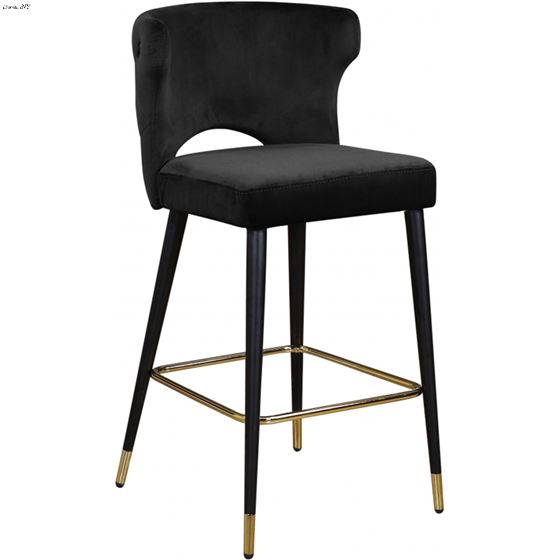 Kelly Black Velvet Bar/Counter Stool - 3