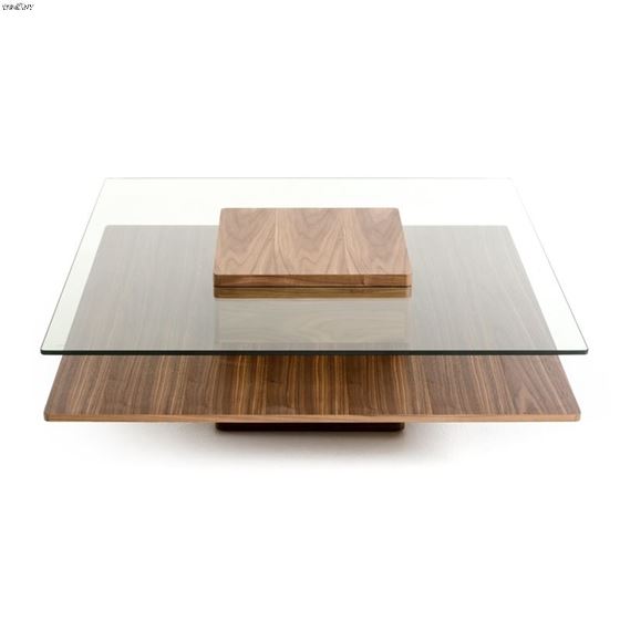 Clarion Modern Walnut and Glass Coffee Table-3