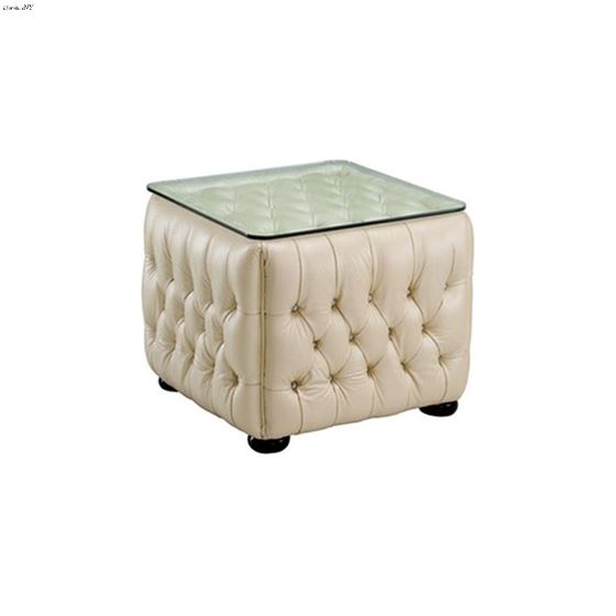 258 Tufted Ivory Italian Leather End Table 258 By ESF Furniture