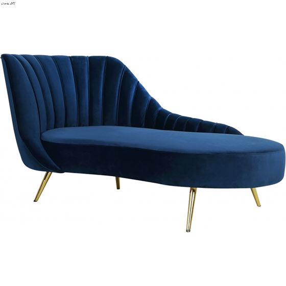 Margo Navy Velvet Upholstered Tufted Chaise