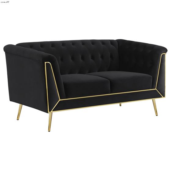 Holly Black and Gold Tufted Loveseat 508442 By Coaster