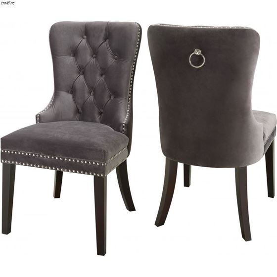 Nikki Grey Upholstered Tufted Velvet Dining Chair